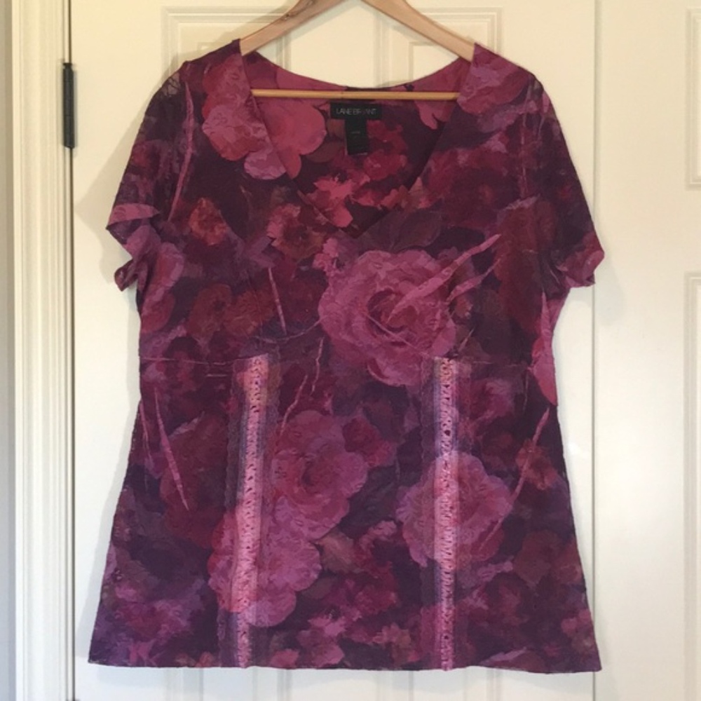 Lane Bryant burgundy empire waisted lace top